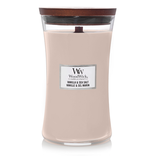 WoodWick – Grande Bougie vanille et sel de mer